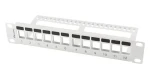 Lanberg patch panel pro Keystone šedý / Patch panel / 12 portů / 1U / 19" / neosazený s organizérem (PPKS-9112-S)