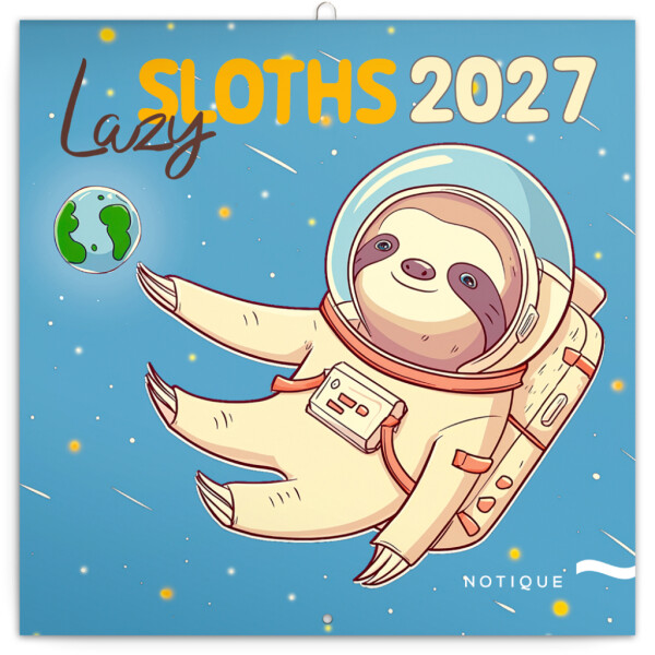 Nástěnný kalendář poznámkový 2027 Notique Pohodoví lenochodi, 30 x 30 cm