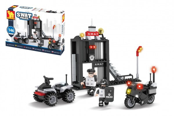 Stavebnice Dromader Stanice swat policie 146 dílků v krabičce 22x15x4,5cm