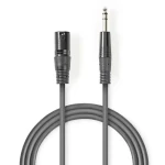 Nedis Vyvážený Audio kabel XLR 3pinový (M) - jack 6.35 mm (M) 1.50 m tmavě šedá (COTH15100GY15)