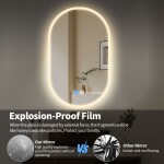 Erga Demi, oválné LED zrcadlo 50x90cm, 3 barvy světla, přední osvětlení, topná podložka proti zapaření, ERG-V01-DEMI-5090-CL