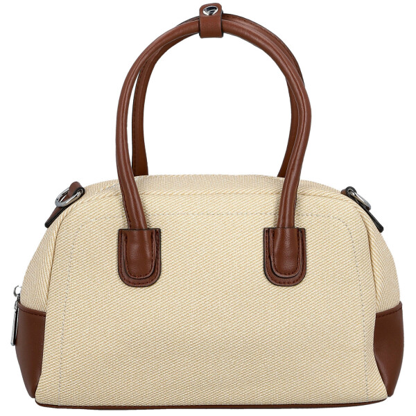 Módní dámská koženková kabelka do ruky Leora, krémová-hnědá