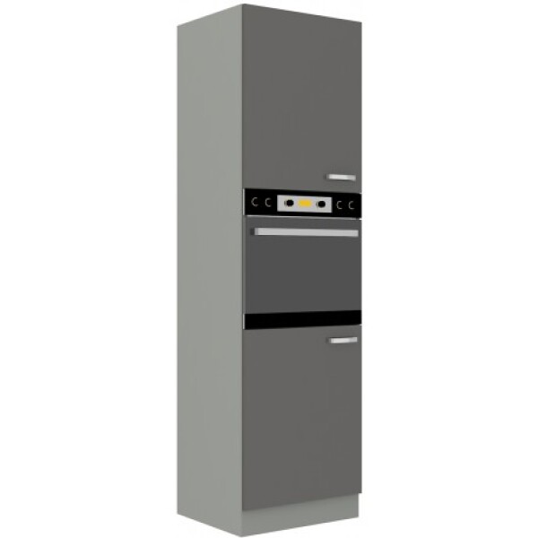 Vysoká skříňka 60 DP-210 2F Barva korpusu: Šedá, Barva dvířek: Šedý lesk (Šedá)