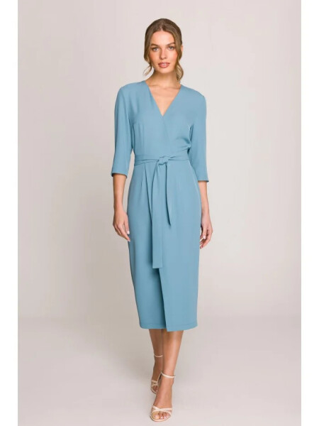 Šaty S396 zavazovací tyrkysově modré - Stylove M