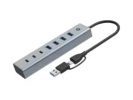 Conceptronic USB hub 7 portů šedá / USB hub / 4x USB-A 3.0 + 3x USB-C / 5 Gbit/s / hliníkové tělo (HUBBIES20G)