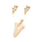 Sada přívěsku a náušnic z nerezové oceli - písmeno - zlatá - 20 ~ 23 mm x 13 ~ 19 mm - 1 ks Písmena: E