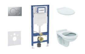 GEBERIT - Duofix Set předstěnové instalace, klozetu Alpha a sedátka, tlačítko Sigma01, matný chrom SANI11CD2126