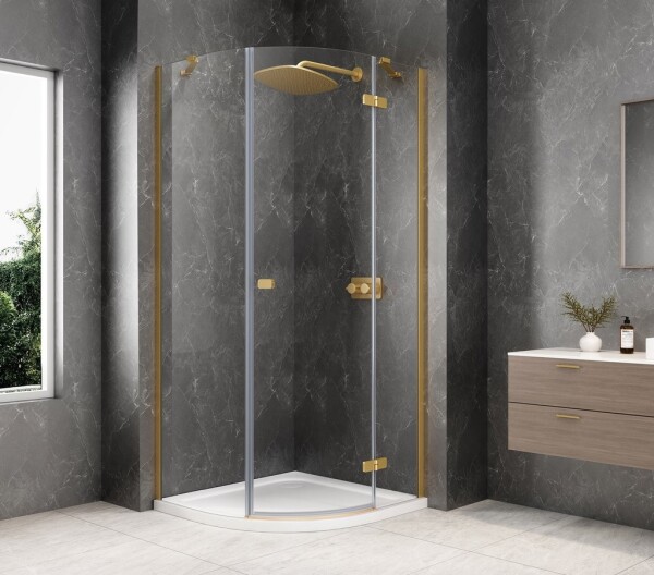 POLYSAN - GLOBE GOLD MATT čtvrtkruhový sprchový kout 900x900, čiré sklo, pravé GB2690RG