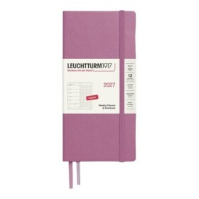 Týdenní plánovač & Zápisník Dusty Rose, tečkovaný Wallet B6+ x A6 2027, anglicky