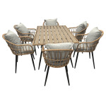 Stůl zahradní 160x95x74, kov s umělým ratanem, deska polywood
