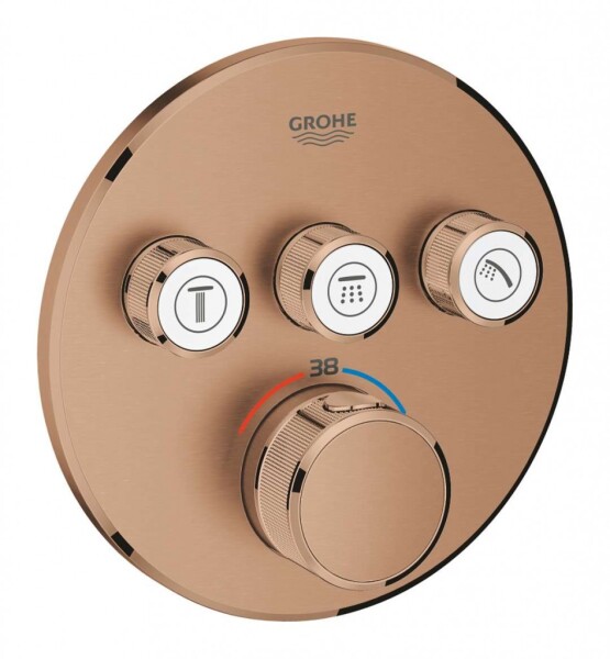 GROHE - Grohtherm SmartControl Termostatická sprchová podomítková baterie, 3 ventily, kartáčovaný Warm Sunset 29121DL0
