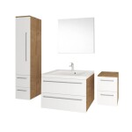 MEREO - Bino, koupelnová skříňka s keramickým umyvadlem 61 cm, bílá/dub CN670