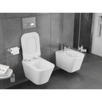 MEXEN/S - Teo Závěsná WC mísa Rimless Tornado včetně sedátka s slow slim, duroplast, bílá lesk 30850700T