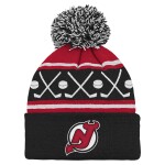 Outerstuff Dětská batolecí zimní čepice New Jersey Devils NHL Face-Off Cuff Pom