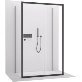 CERANO - Třístěnný sprchový kout Varone POINT U L/P - 6 mm - černá matná, transparentní sklo - 100x100x195 - posuvný CER-DY505B-90-201