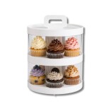 Cake Star Cake Star Plastový kulatý box na cupcakes nebo dort bílý 2 patra s úchytem (na 12 ks)