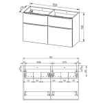 MEREO - Mailo, koupelnová skříňka s keramickým umyvadlem 121 cm, dub Riviera, chrom madlo CN523