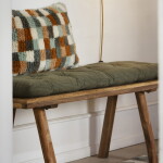 MADAM STOLTZ Prošívaná matrace Checked Dark Green 45 × 125 cm, zelená barva, textil