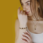 Náramek z citrínu Soléne - chirurgická ocel, Zlatá 16 cm + 2 cm (prodloužení)