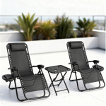 Sada 2 polohovacích zahradních židlí se stolem - černá