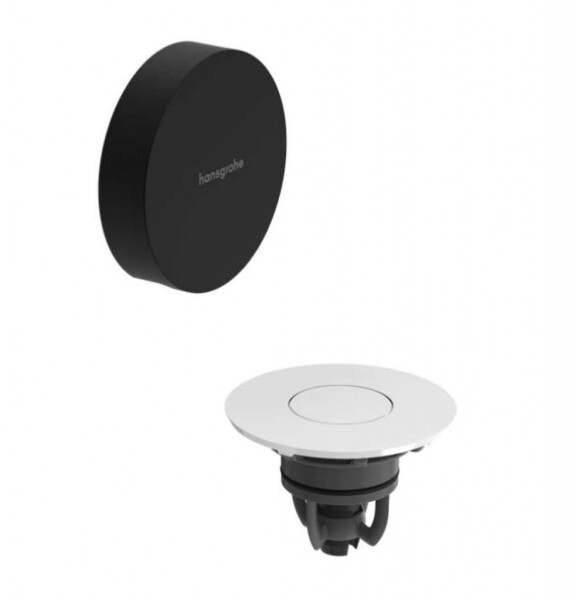 HANSGROHE - Flexaplus Vrchní sada k vanové odtokové a přepadové soupravě s napouštěním, Push-Open, matná černá/vysoce lesklá bílá 58187670