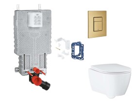 GROHE - Uniset Set předstěnové instalace, klozetu, sedátka SoftClose, tlačítka Skate Cosmopolitan a sady pro vhazování tablet, kartáčovaný Cool Sunrise SANI15BB4130