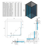 POLYSAN - THRON SQUARE obdélníkový sprchový kout 1000x800, hranaté pojezdy, rohový vstup TL2080-5002