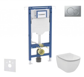 GEBERIT - Duofix Set předstěnové instalace, klozetu a sedátka Ideal Standard Tesi, tlačítka Sigma01, Aquablade, SoftClose, matný chrom SANI11CD2111
