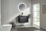 CERANO - Koupelnová skříňka Velora - černá matná, úchytka černá + deska pod umyvadlo Navira Slim - 18 mm - 60x54,8x46,5 CER-664762