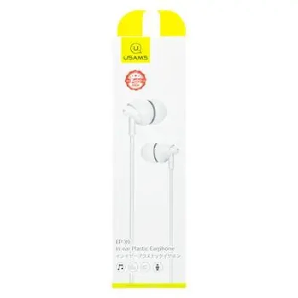 USAMS EP-39 In-Ear Stereo Headset 3.5mm bílá (6958444983851)