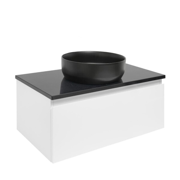 Koupelnová skříňka SAT B-WAY 79x30x45 cm bílá lesk s krycí deskou v černé barvě BWAY80WTK BWAY80WTK