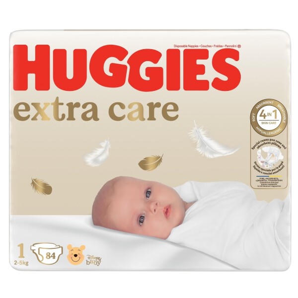 HUGGIES Extra Care 1, 2-5 kg, 84 ks