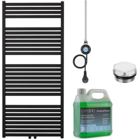 CERANO Koupelnový elektrický radiátorový set Vincenzo - WIFI - 600W - černá matná - 1340x600 mm