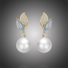 Luxusní náušnice s 11 mm bílou perlou Dafné, Bílá