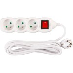 STREND PRO 213336 Prodlužovací kabel s vypínačem, 3m, 3 zásuvky, 3×1mm, bílý