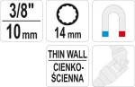 YATO Nástavec na svíčky s kloubem 3/8" 14 mm / Nástavec / Kloubový / 14 mm