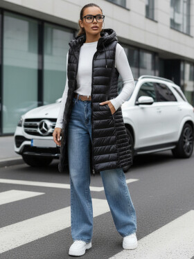 Dámská prošívaná vesta s kapucí černá FashionStreet TY5255 L