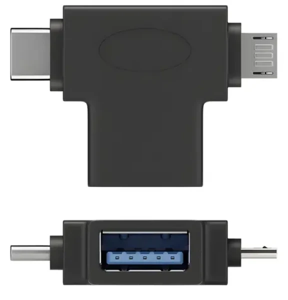 PremiumCord Adaptér USB-A - USB-C + micro USB-B černý / Adaptér / USB 3.1 / 5 Gbps (kur31-12)