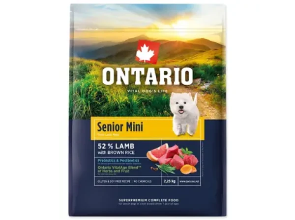 Ontario Senior Mini Lamb Brown Rice 2.25kg / Granule pro starší psy (214-13111)