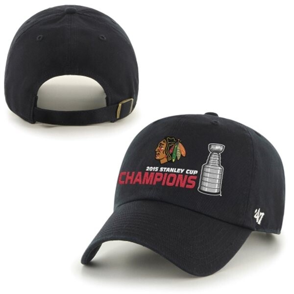 47 Brand Pánská Kšiltovka Chicago Blackhawks 2015 Stanley Cup Champions Stanley Cup Champions Clean-Up BLACK