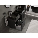 MEXEN/S - Rivel koupelnová skříňka pod umyvadlo 50 cm s deskou, 1 šuplík, reliéf , černá mat 91A20-05047-1-BFC71