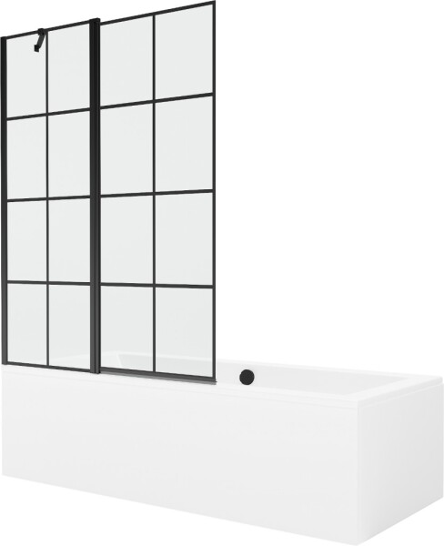 MEXEN/S - Cube obdélníková vana 170 x 80 cm s panelem + vanová zástěna 120 cm, černá vzor 550517080X9412117077