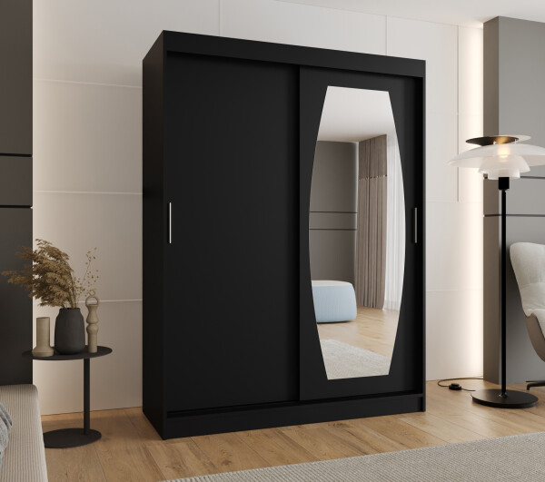 Šatní skříň Abi Rossa Rozměry: 150 cm, Barva korpusu + barva dveří: Černá + Černá