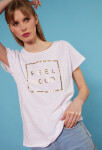 Monnari T-Shirts White T-Shirt With Gold Application Multicolor S