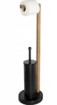 Erga Aurora Black, toaletní WC kartáč s dřevěným držákem na WC papír na postavení 19x19x72,5 cm, hnědá-černá, ERG-SEP-1004SEPSTLUNA