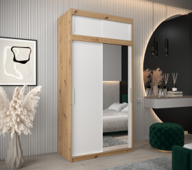 Šatní skříň Abi T2 s nástavcem Barva korpusu: Dub artisan, Rozměry: 120 cm, Dveře: Bílá