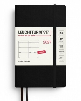 Týdenní plánovač Black, Pocket A6 2027, anglicky