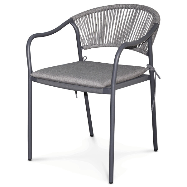 Zahradní židle, kov, polyratan, šedá, AZC-L1352 GREY