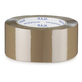 36 x PP lepicí páska s firemním potiskem RAJA, standardní,1 barevný potisk,hnědá, 50mm x 66m