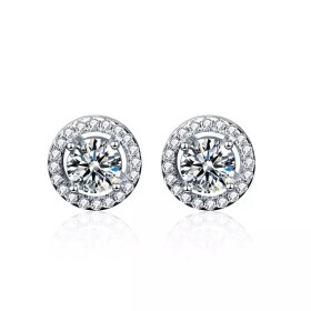 Royal Fashion stříbrné náušnice HA-XEZ004-SILVER-MOISSANITE-ZIRCON